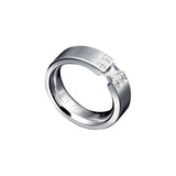 B.Tiff Amikoj 1/3 ct Emerald Cut Stainless Steel Tension Set and Pavé Ring