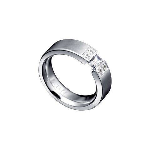 B.Tiff Amikoj 1/3 ct Emerald Cut Stainless Steel Tension Set and Pavé Ring