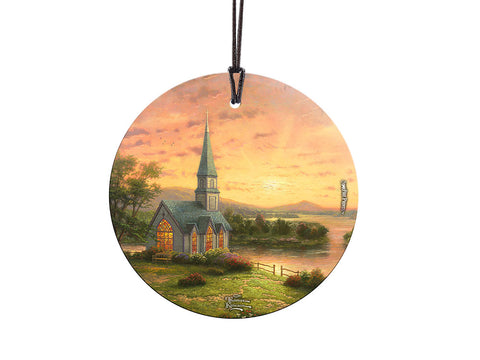 Thomas Kinkade (Sunrise Chapel) Starfire Prints™ Hanging Glass Decoration