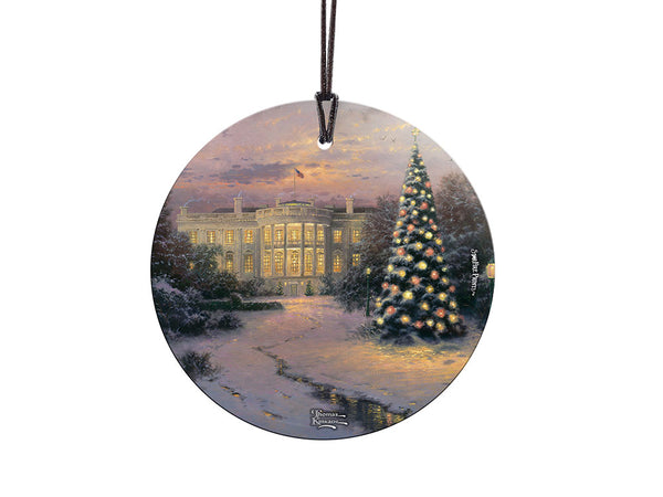 Thomas Kinkade (The Lights of Liberty, White House Christmas) Starfire Prints™ Hanging Glass Decoration