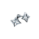 B.Tiff Floro Stainless Steel Earrings Tension Set with 0.10ct Diamond Alternative