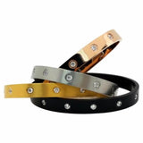 B.Tiff 8-Stone Bold Gold Plated Stainless Steel Bangle Bracelet Black, Gold, Rose Gold, Steel, Small, Med, Large