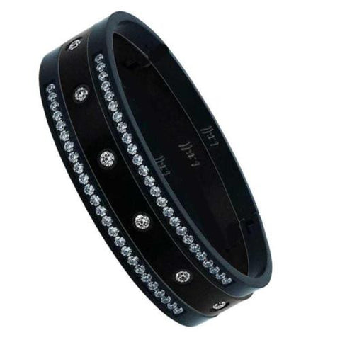 BTiff Brighter than Diamond Anodized Titanium Pave 3 Bangle Bracelets Triple Stack