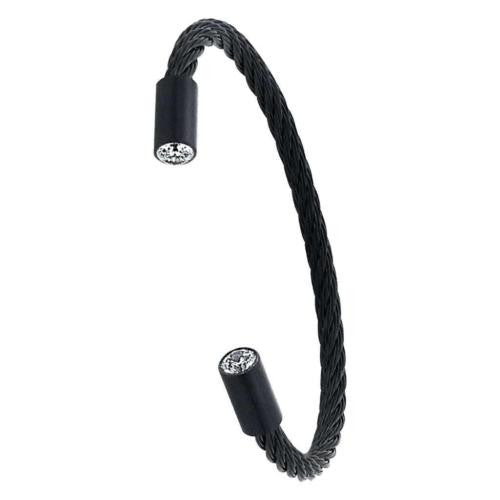 BTiff Signity Star End Brighter than Diamond Stainless Steel Cuff Bangle Bracelet