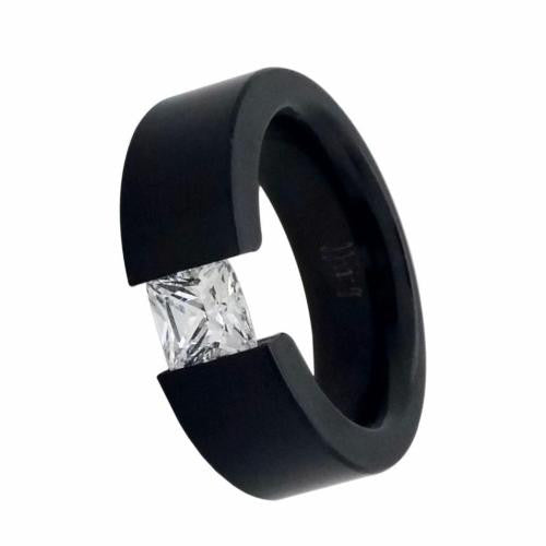 B.Tiff Anodized Titanium Tension Set Princess Cut Solitaire 1Ct Ring