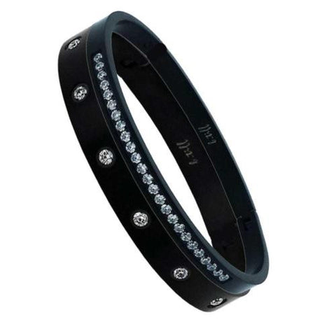 BTiff Brighter than Diamond Anodized Titanium Pave 2 Bangle Bracelet Double Stack