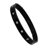 BTiff Brighter than Diamond Anodized Titanium Pave 2 Bangle Bracelet Double Stack