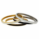 B.Tiff The Hamptons Enamel Inset Bangle Bracelet Black White Silver Gold Small, Med, Large