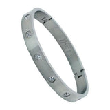 B.Tiff Brighter than Diamond Stainless Steel Pave 2 Bangle Bracelet Double Stack