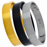 BTiff Simplicity Wide Matte Finished Bangle Bracelet Gold, Black, Steel, Small, Med, Large