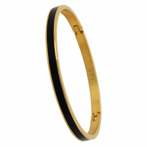 B.Tiff The Hamptons Enamel Inset Bangle Bracelet Black White Silver Gold Small, Med, Large