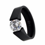 B.Tiff 2 ct Round Stainless Steel Solitaire Engagement Tension Set Ring Sizes 4 -10