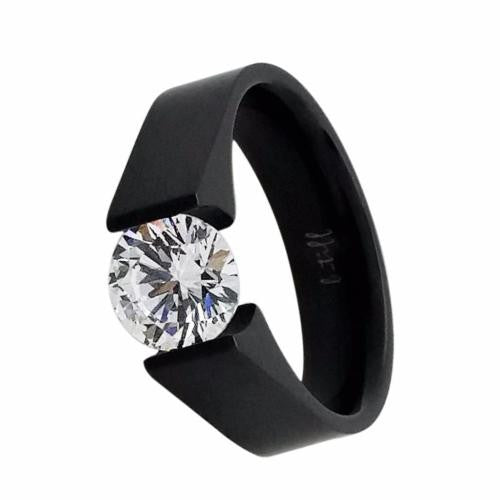 B.Tiff 2 ct Round Stainless Steel Solitaire Engagement Tension Set Ring Sizes 4 -10