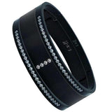 BTiff Brighter than Diamond Anodized Titanium 3 Pave Bangle Bracelets Triple Stack