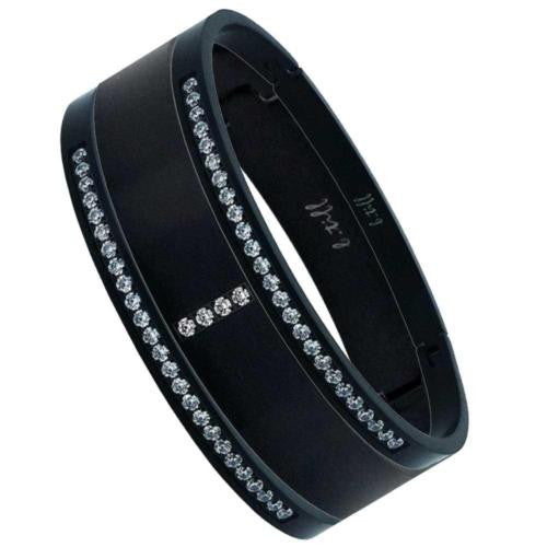 BTiff Brighter than Diamond Anodized Titanium 3 Pave Bangle Bracelets Triple Stack