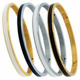 B.Tiff The Hamptons Enamel Inset Bangle Bracelet Black White Silver Gold Small, Med, Large