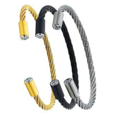 BTiff Signity Star End Brighter than Diamond Stainless Steel Cuff Bangle Bracelet