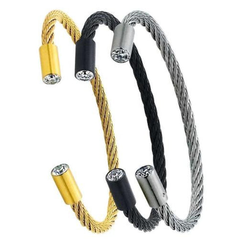 BTiff Signity Star End Brighter than Diamond Stainless Steel Cuff Bangle Bracelet