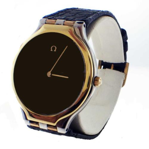 OMEGA 18K Gold Stainless Steel Quartz Unisex Watch Serviced