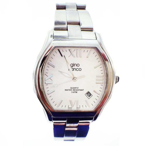 Preowned Gino Franco Mens 937CH Cushion Shaped Stainless Steel Bracelet Watch