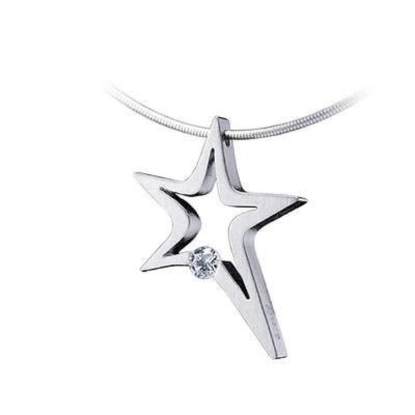 B.Tiff Signity Star Brighter than Diamond Tension Set Stain Steel Stelo Pendant