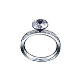 B.Tiff 2 Ct Eternity Classic Solitaire Pave Engagement Ring Stainless Steel Gold Rose Gold