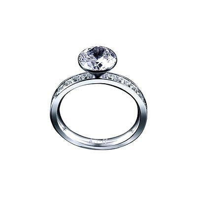 B.Tiff 2 Ct Eternity Classic Solitaire Pave Engagement Ring Stainless Steel Gold Rose Gold