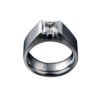 B.Tiff Signity Star Brighter than Diamond Tension Set Princess Cut 1 Ct Solitaire Ring