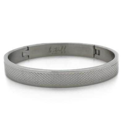 B.Tiff Simplicity Cross Hatch Bangle Bracelet Stainless Steel