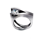 BTiff Tension Set Stainless Steel 2Ct Wishbone Solitaire Ring Sizes 4 - 10