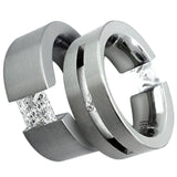 B.Tiff 1 ct Double Sided Princess Cut Stainless Steel Solitaire RingBTiff Signity Star Brighter than Diamond Princess Cut Solitaire Double Slit Tension Set 1Ct Ring Band