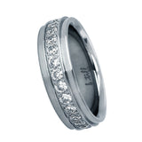 B.Tiff .02 ct Center Row Wide Stainless Steel Pave Eternity Ring Stainless Steel