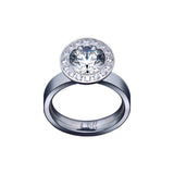 B.Tiff Aŭreolo 2 ct Stainless Steel Round Halo Engagement Ring Sizes 4 - 9