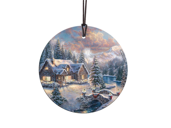 Thomas Kinkade (High Country Christmas) Starfire Prints™ Hanging Glass Decoration