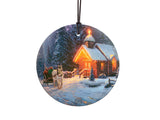 Thomas Kinkade (Christmas Chapel) Starfire Prints™ Hanging Glass Decoration