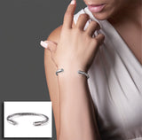 BTiff Signity Star End Brighter than Diamond Stainless Steel Cuff Bangle Bracelet