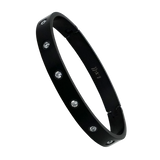 B.Tiff 8-Stone Bold Gold Plated Stainless Steel Bangle Bracelet Black, Gold, Rose Gold, Steel, Small, Med, Large