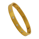 B.Tiff 8-Stone Bold Gold Plated Stainless Steel Bangle Bracelet Black, Gold, Rose Gold, Steel, Small, Med, Large