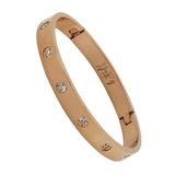 B.Tiff 8-Stone Bold Gold Plated Stainless Steel Bangle Bracelet Black, Gold, Rose Gold, Steel, Small, Med, Large