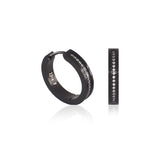 B.Tiff Pave 34-Stone Stainless Steel Hoop Earrings Black Blue Gold Silver Rose Gold