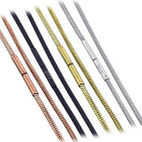 B.Tiff Thin Coil Chain Necklace Silver, Rose Gold, Black, Gold, 16"-18"-20"-22"-26"