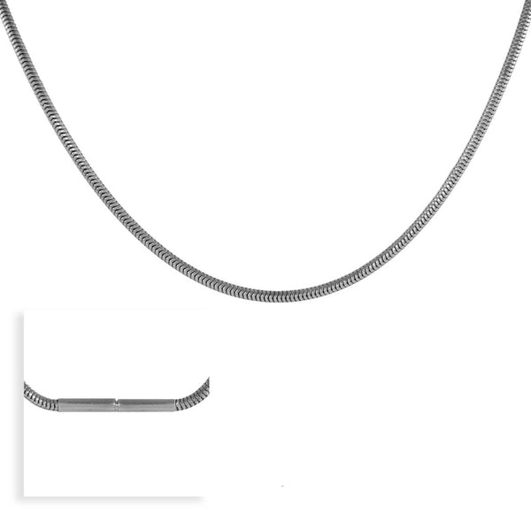 B.Tiff Thick Coil Chain Necklace SIlver, Black, 18 - 20 - 22 - 26 inches