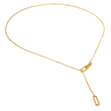 B.Tiff Rolo Thin Adjustable Chain Necklace with Paperclip Links Stainless Steel, Gold