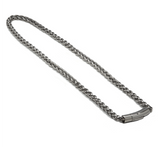 B.Tiff French Braid Chain Necklace Stainless Steel, Gun Metal