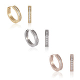 B.Tiff Pave 20-Stone Stainless Steel Hoop Earrings Silver Gold Rose Gold