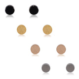 B.Tiff Plain Round Stud Stainless Steel Earrings Black Gold Silver Rose Gold