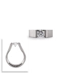 B.Tiff 1 ct Round Stainless Steel Solitaire Engagement Ring Diamond Alternative Tension Set sizes 4-8