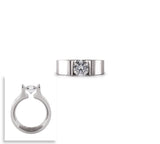 B.Tiff 1 ct Round Stainless Steel Solitaire Engagement Ring Tension Set Sizes 4-9