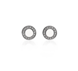 B.Tiff Pave 15-Stone Halo Set Colored Center Stainless Steel Earrings