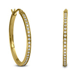 B.Tiff Pave 42-Stone Classic Medium Stainless Steel Hoop Earrings Silver Blue Gold